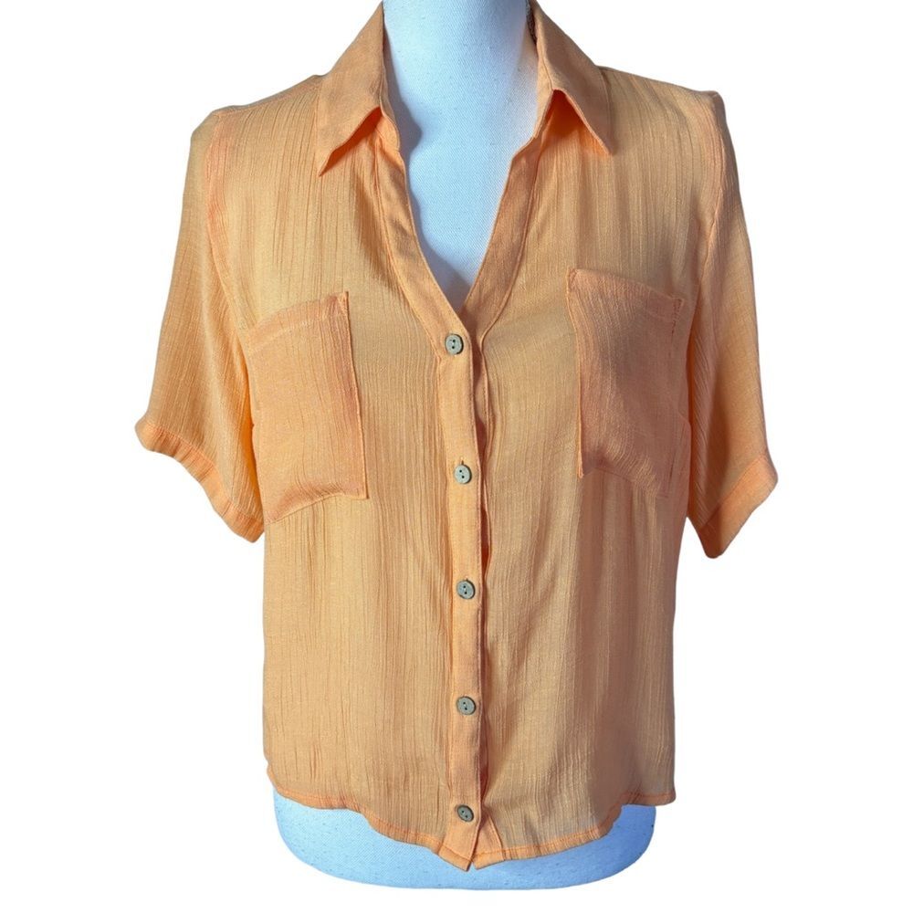 BCX Juniors' Button-Front Short-Sleeve Boxy Camp Shirt